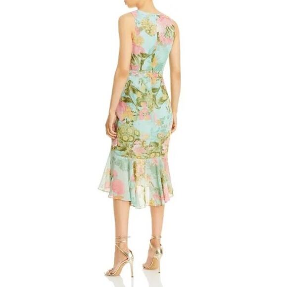 Eliza J Floral Wrap Front Sleeveless Midi Dress Women's 8 Mint Green Floral NWT - Picture 2 of 12